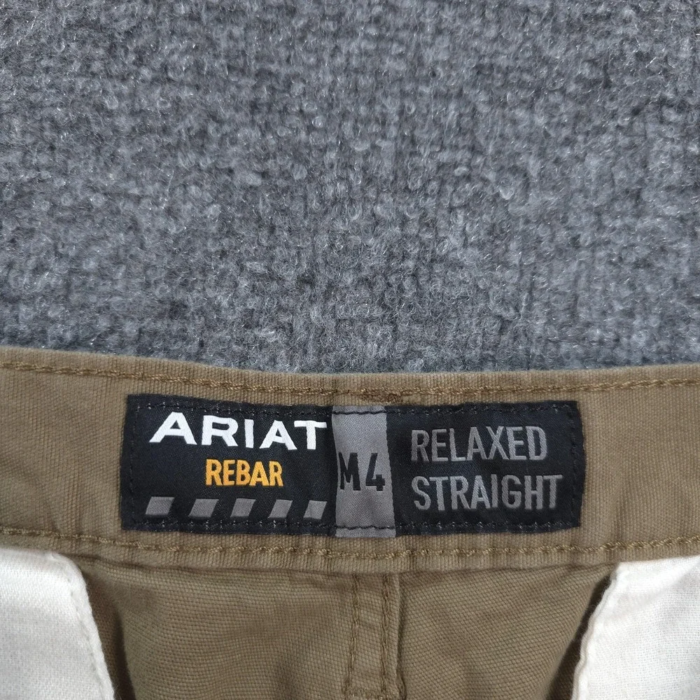 Ariat Pants Mens 34x36 Beige Rebar M4 Relaxed Straight Cargo Canvas Workwear